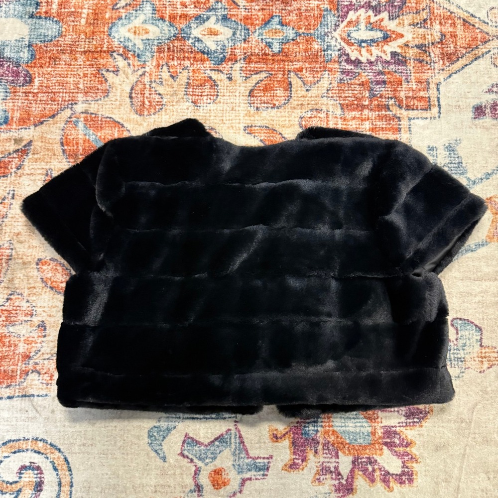 Jason Wu Black Faux Fur Bolero Cropped Jacket Short Sleeve‎ XL 689886468526 - Picture 7 of 7